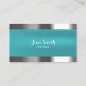 Modern Turquoise Metal Border Hair Stylist Visitekaartje (Voorkant)