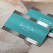 Modern Turquoise Metal Border Hair Stylist Visitekaartje