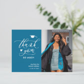Modern Turquoise Minimalist Photo Afstuderen Bedankkaart (Staand voorkant)