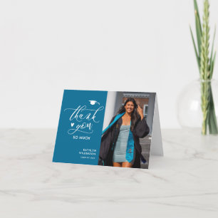 Modern Turquoise Minimalist Photo Afstuderen Bedankkaart