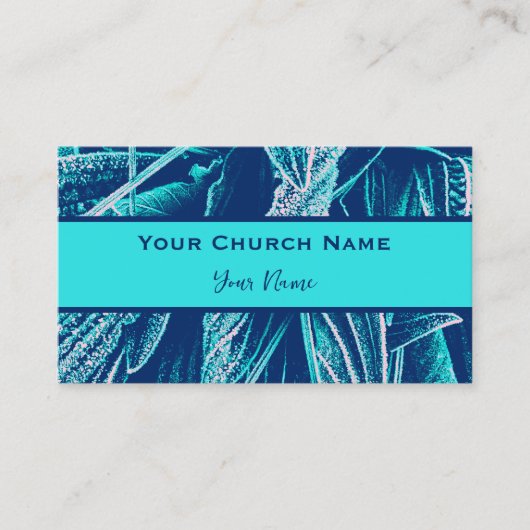 Modern Turquoise Natuur Bijbelvers Mattheüs 28:11 Visitekaartje (Voorkant)
