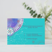 Modern Turquoise Nautical Wedding RSVP Kaartje (Staand voorkant)