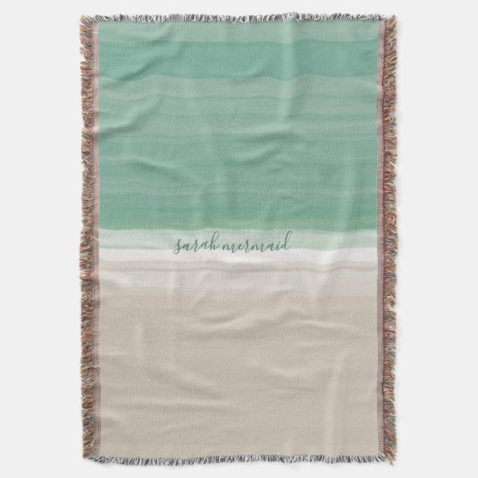 Modern Turquoise Ocean Beach Throw Blanket Deken (Voorkant Verticaal)
