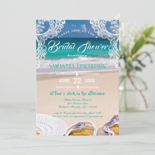 Modern Turquoise Ocean Beach Vrijgezellenfeest Kaart (Staand voorkant)