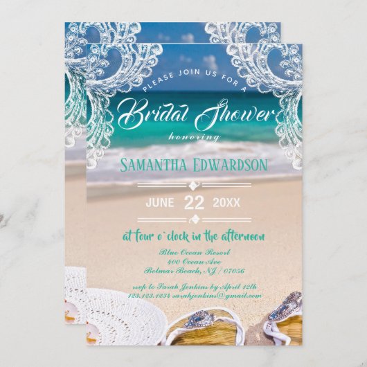 Modern Turquoise Ocean Beach Vrijgezellenfeest Kaart (Voorkant / Achterkant)