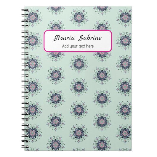 Modern turquoise Pink Floral Mandala Doodles  Notitieboek (Voorkant)