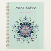 Modern turquoise Pink Floral Mandala Doodles  Planner (Voorkant)