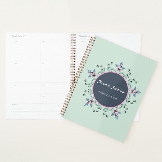 Modern turquoise Pink Floral Mandala Doodles  Planner (Display)