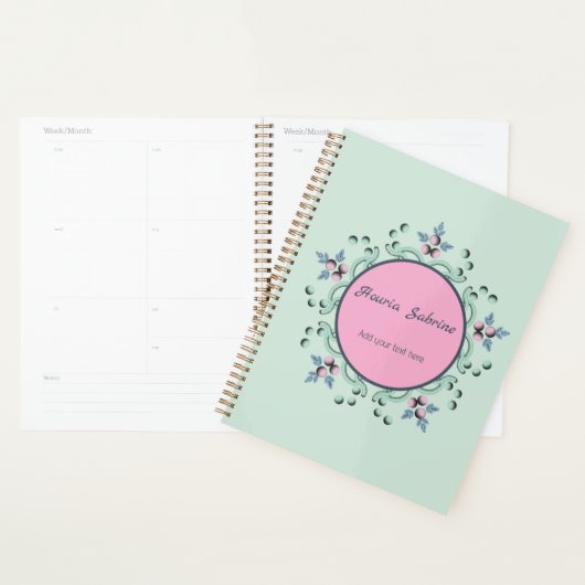 Modern turquoise Pink Floral Mandala Doodles  Planner (Display)