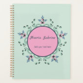 Modern turquoise Pink Floral Mandala Doodles  Planner (Voorkant)