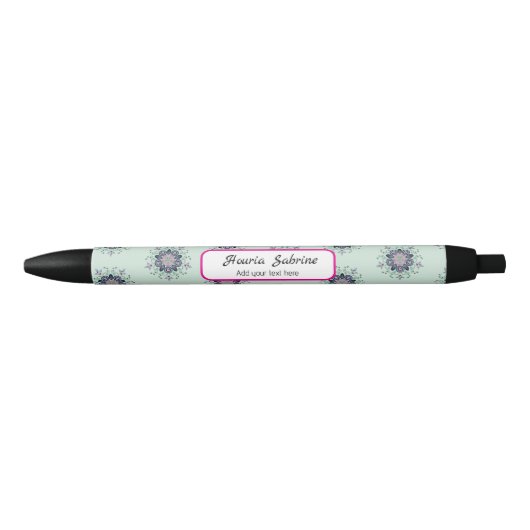 Modern turquoise Pink Floral Mandala Doodles Zwarte Inkt Pen (Voorkant)