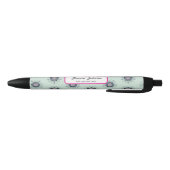 Modern turquoise Pink Floral Mandala Doodles Zwarte Inkt Pen (Bodem)