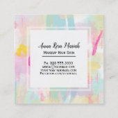 *~* Modern Turquoise Pink Yellow Abstract Pastel Vierkante Visitekaartje (Achterkant)