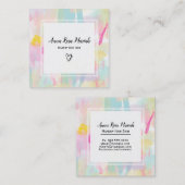 *~* Modern Turquoise Pink Yellow Abstract Pastel Vierkante Visitekaartje (Voorkant / Achterkant)