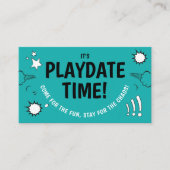 Modern Turquoise Playdate Fun Kind Bellende Vriend Visitekaartje (Voorkant)