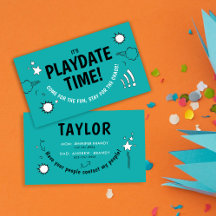 Modern Turquoise Playdate Fun Kind Bellende Vriend