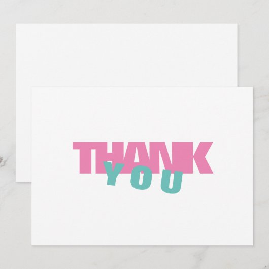 Modern Turquoise & Roze Gepersonaliseerd Dank u Bedankkaart (Voorkant / Achterkant)