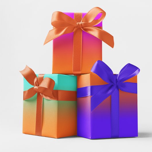 Modern Turquoise Roze Paarse en Oranje gradiënt Inpakpapier Vel