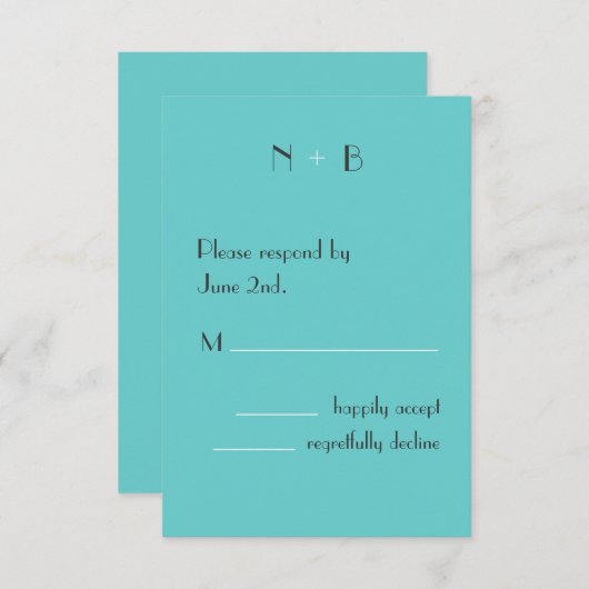 Modern Turquoise RSVP (Voorkant / Achterkant)