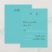 Modern Turquoise RSVP Kaartje (Voorkant / Achterkant)