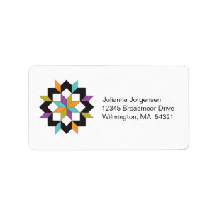 Modern Turquoise Sampler Quilt Adresetiketten Etiket
