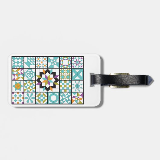Modern Turquoise Sampler Quilt Bagagelabel (Achterkant horizontaal)
