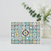 Modern Turquoise Sampler Quilt Briefkaart (Staand voorkant)