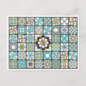 Modern Turquoise Sampler Quilt Briefkaart (Voorkant)