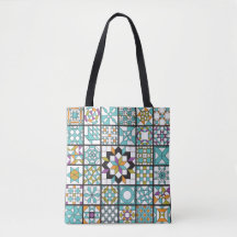 Modern Turquoise Sampler Quilt Canvas tas
