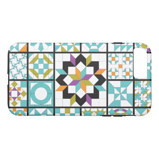 Modern Turquoise Sampler Quilt Case-Mate iPhone Case (Achterkant (Horizontaal))