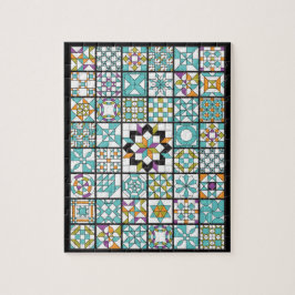 Modern Turquoise Sampler Quilt Legpuzzel