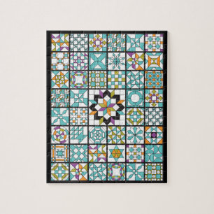 Modern Turquoise Sampler Quilt Legpuzzel
