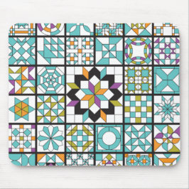 Modern Turquoise Sampler Quilt Mousepad Muismat