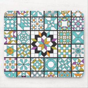 Modern Turquoise Sampler Quilt Mousepad Muismat