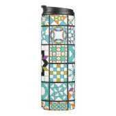 Modern Turquoise Sampler Quilt Thermal Tumbler Thermosbeker (Geroteerd rechts)