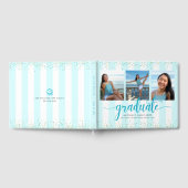 Modern turquoise script afstuderen foto collage gastenboek (Volledig)