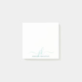 Modern Turquoise Script Monogram Initialen Post-it® Notes (Voorkant)