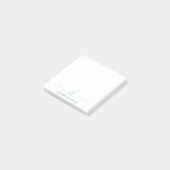 Modern Turquoise Script Monogram Initialen Post-it® Notes (Schuin)