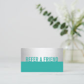 Modern Turquoise & Silver Beauty Salon Referral (Staand voorkant)