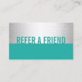 Modern Turquoise & Silver Beauty Salon Referral (Voorkant)