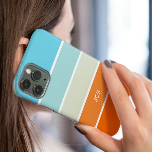 Modern Turquoise Sinaasappel Groen Kleurblok Case-Mate iPhone Case