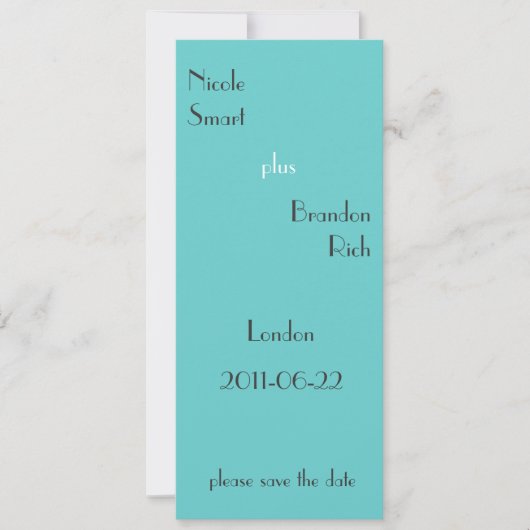 Modern Turquoise slaat de datum op Save The Date (Voorkant)