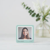 Modern Turquoise social media Volg me foto Vierkante Visitekaartje (Staand voorkant)