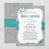 Modern Turquoise Starfish Silver Vrijgezellenfeest Kaart (Voorkant / Achterkant)