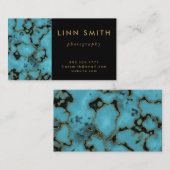 Modern Turquoise Stone Gold en Black Visitekaartje (Voorkant / Achterkant)