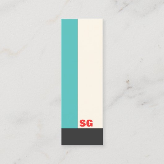 Modern Turquoise Stripe Mini Visitekaartje (Voorkant)