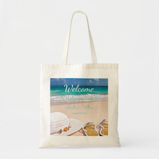 Modern Turquoise Summer Beach Wedding Favor Tote Bag (Voorkant)