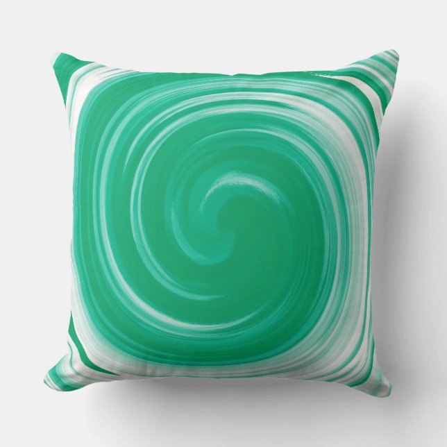 Modern Turquoise Swirl Abstracte Art Kussen (Voorkant)
