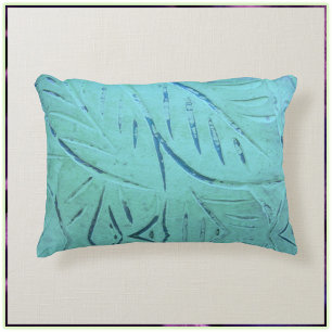 Modern Turquoise Textured Leaves Accent Kussen