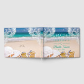 Modern Turquoise Tropical Beach Vrijgezellenfeest Gastenboek (Volledig)